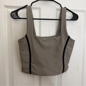 Abercrombie & Fitch - YPB sculptLUX Squareneck slim Tank In Oat Pinstripe  Sz m